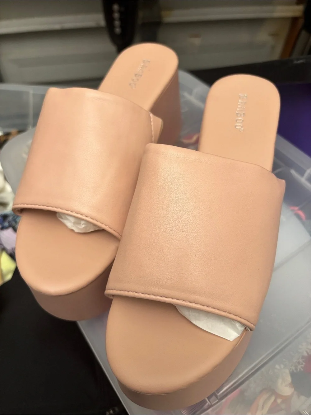 BAMBOO Blush Pink Platform Slide Sandals